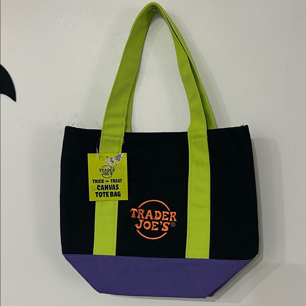 Trader Joe’s, 2025 Black and Purple Trick or Treat Canvas Tote Bag